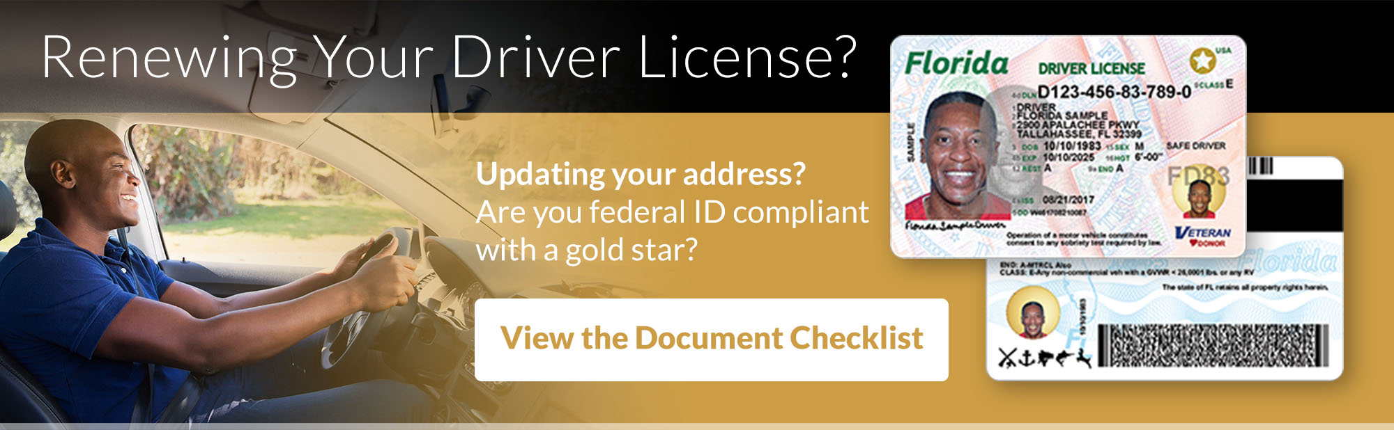 Renewing Your Driver License? Updating your address? Are you federal ID complian with a gold star? View the Document Checklist by clicking here.